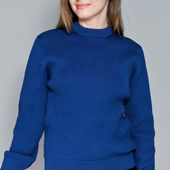 631. PRADA Waffle Knit Blue Sweater Sz 48 - Picture 2 of 7